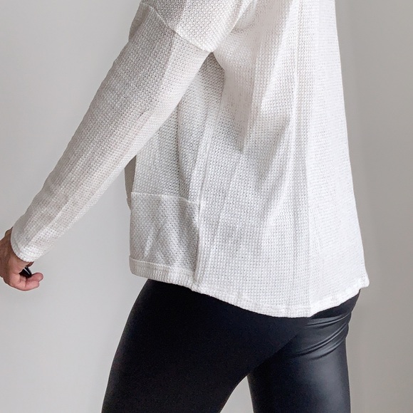 Loungewear Waffle Knitted Top - WHITE - Picture 5 of 6